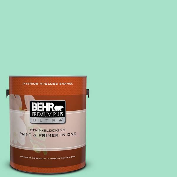 BEHR Premium Plus Ultra 1 gal. #470A-3 Reef Green Hi-Gloss Enamel Interior Paint and Primer in One
