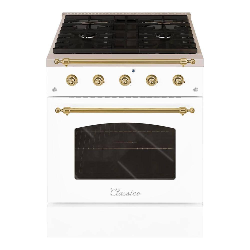 Hallman CLASSICO 30 in. 4.2 Cu.Ft. 4 Burner Freestanding All Gas Range