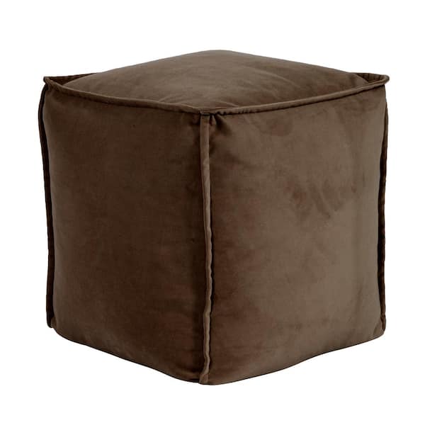 Marley Forrest - Pouf Ottoman, Tall With Cover, Sterling Chocolate