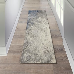 Passion Charcoal Ivory 2 ft. x 8 ft. Abstract Contemporary Kitchen Runner Area Rug