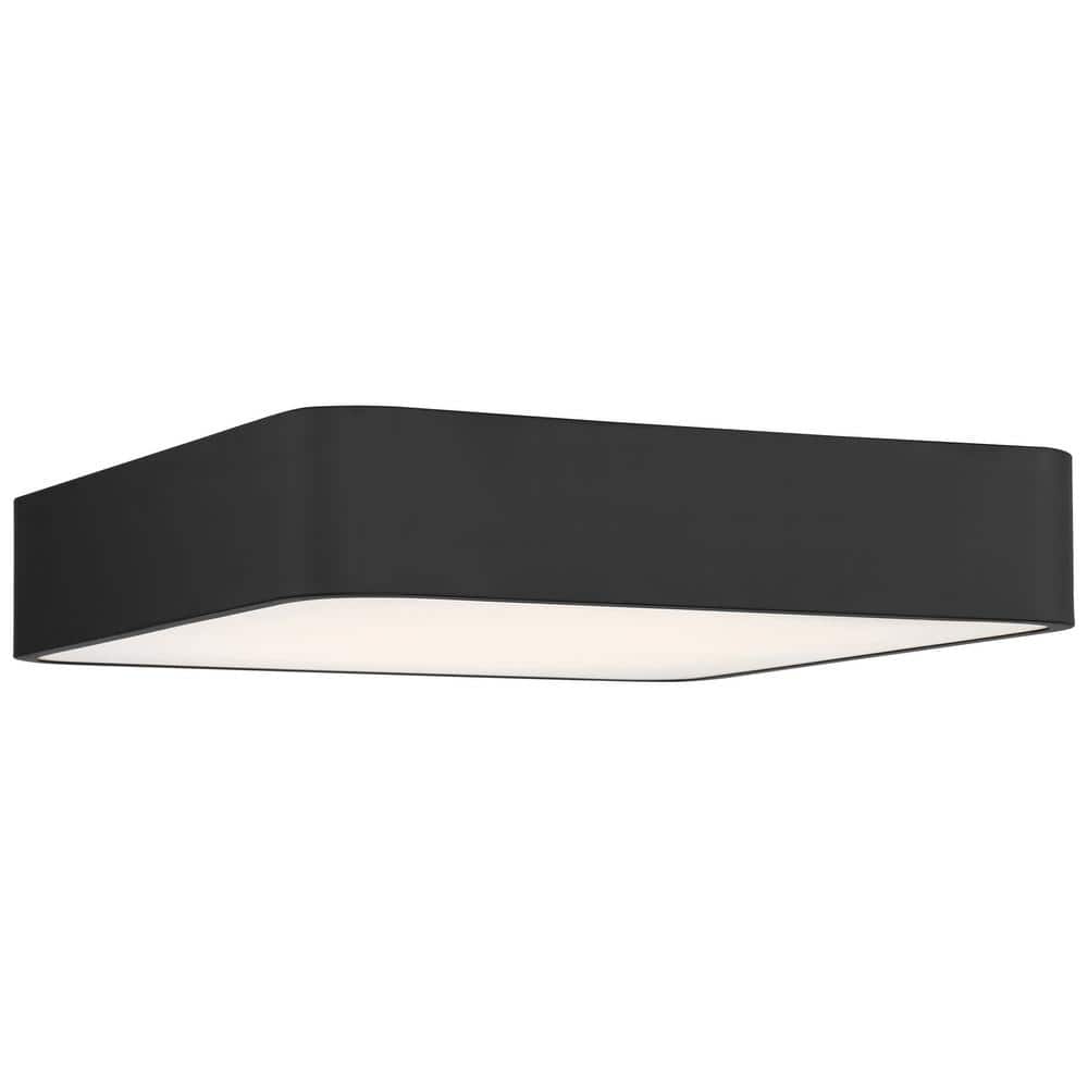 Contemporary White Glass Square LED Flush Mount, 19.75"