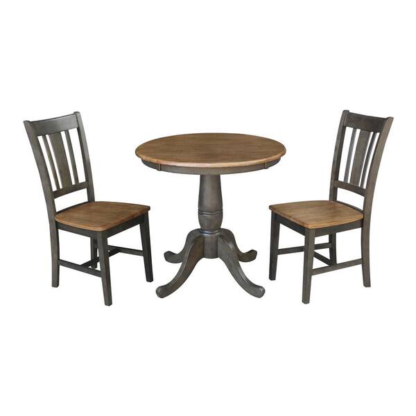 International Concepts Hampton 3-Piece 30 in. Hickory/Coal Round Solid ...