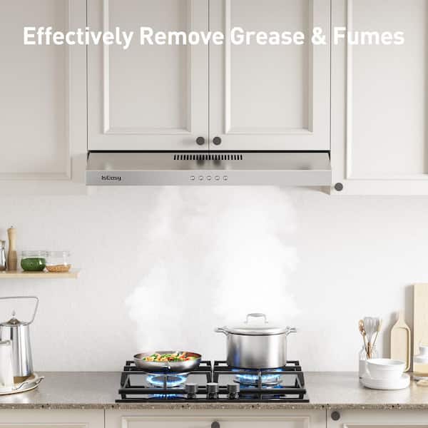 30 in. 200-CFM Convertible Under Cabinet Range Hood in Stainless Steel with Charcoal Filter 3-Speed Fan and 2-LED Lights