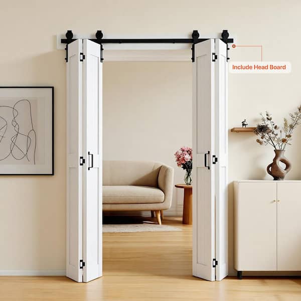 SKYSHALO Bi-Fold Door 60 in. x 84 in. 1/2 Lite, Clear Glass Solid