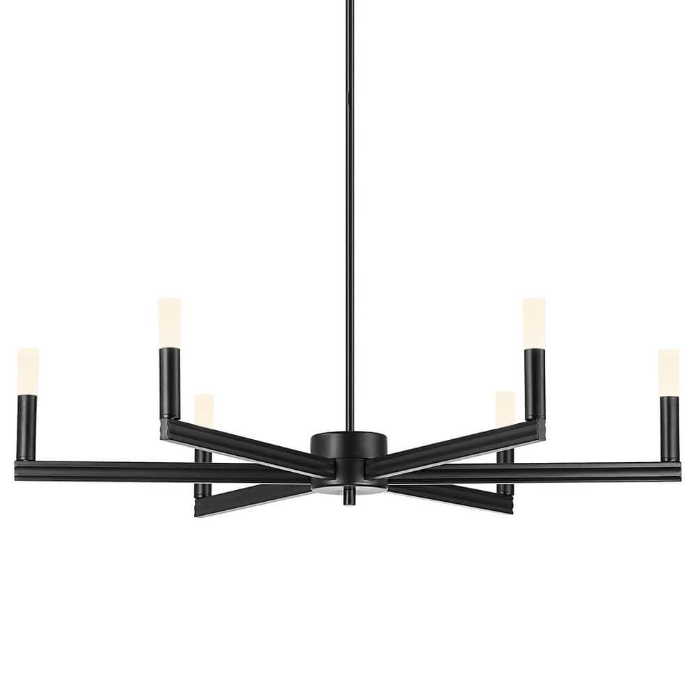 33.9 in. 6-Light Modern Black Integrated LED Linear Chandelier for Living Room, Dining Room, Kitchen price history on PriceWatchPro