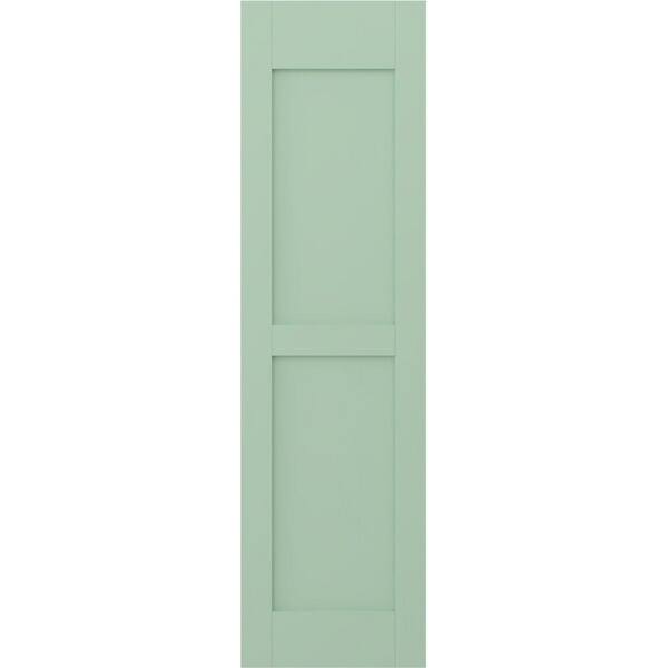 Ekena Millwork 15-in W x 32-in H Americraft Two Equal Flat Panel Exterior Real Wood Shutters (Per Pair), Seaglass