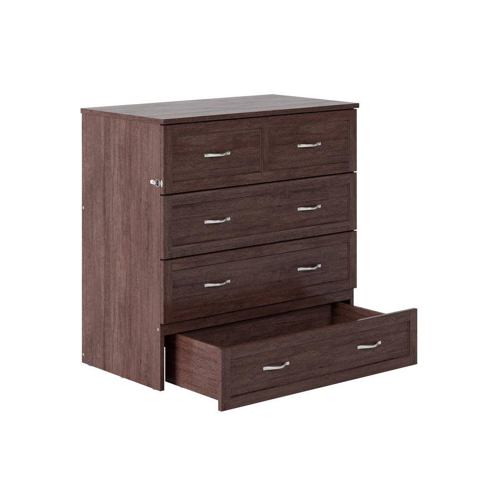 White Twin Murphy Bed Chest with Storage Drawer