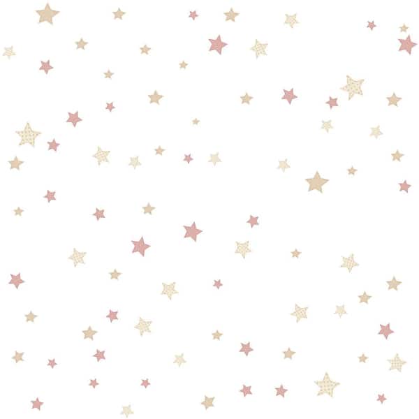 Unbranded Pink Little Explorers 2 Stars Matte Finish Non-Pasted Non-Woven Wallpaper Roll