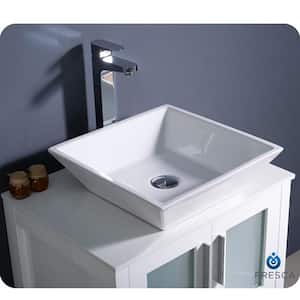 Torino 24 in. Bath Vanity in White with Glass Stone Vanity Top in White with White Basin