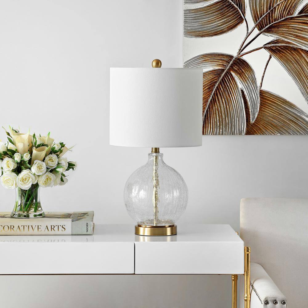 Lovell 23" Clear Glass and Gold Table Lamp with White Shade
