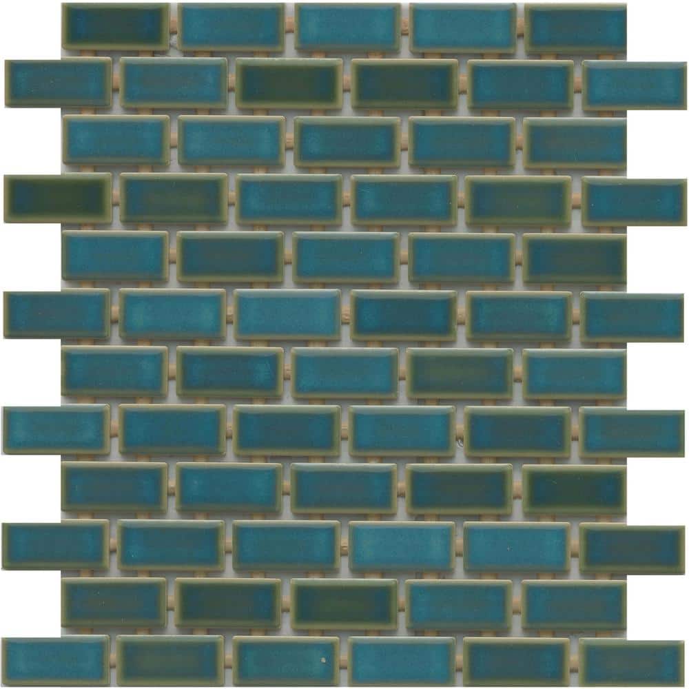 Afloat Teal 11 in. x 12 in. Offset Glossy Porcelain Mosaic Floor and Wall Tile (13.88 Sq. Ft./Case, 15-Pieces) price history on PriceWatchPro