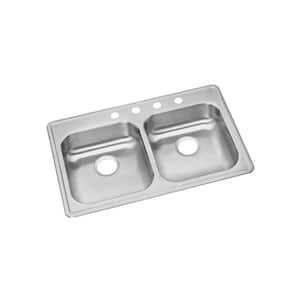 33 in. Drop-in 2-Bowl 22-Gauge  Stainless Steel Sink Only and No Accessories