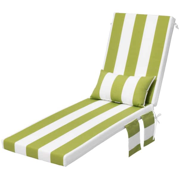 Unbranded 72 in. x 21 in. Outdoor Polyester Patio Chaise Lounge Cushion in Green and White