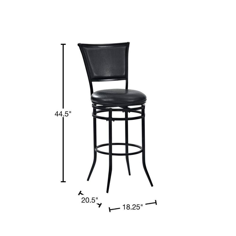 Rachel Black Metal Swivel Barstool with Leather Cushion