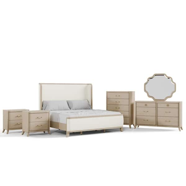 Ellington 6-Piece Natural Oak Wood King Bedroom Set