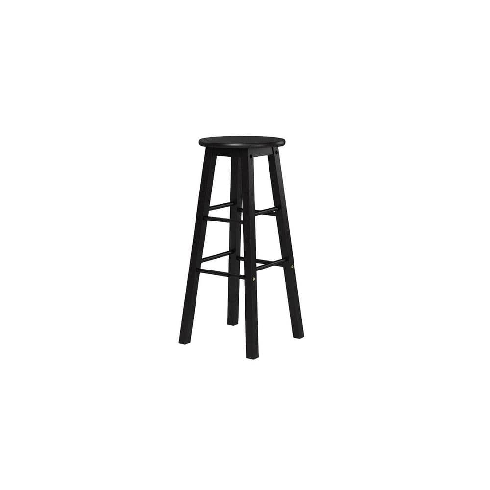 Black 29-Inch Adjustable Backless Wood Counter Stool