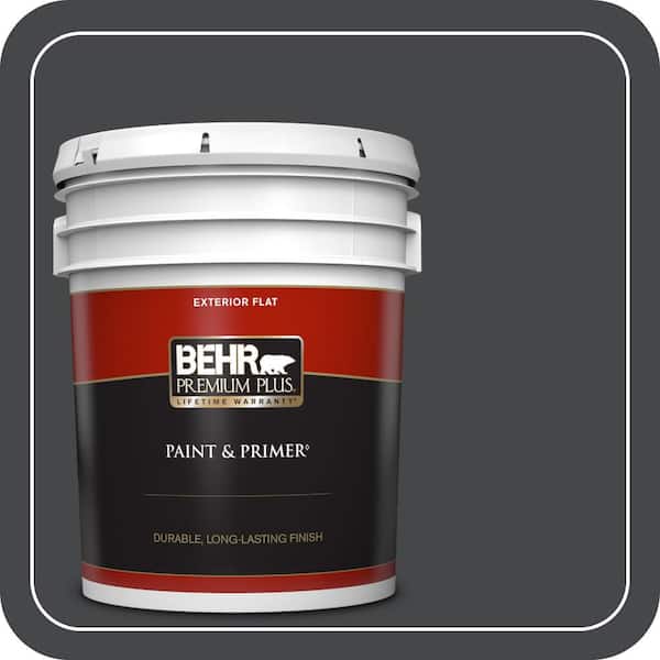 BEHR PREMIUM PLUS 5 gal. #PPU26-23A Dark Secret Flat Exterior Paint & Primer