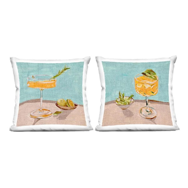 Stupell Industries Orange Cocktail Still Lifes Orange Print Polyester 18 in. X 18in. Throw Pillow, Set of 2