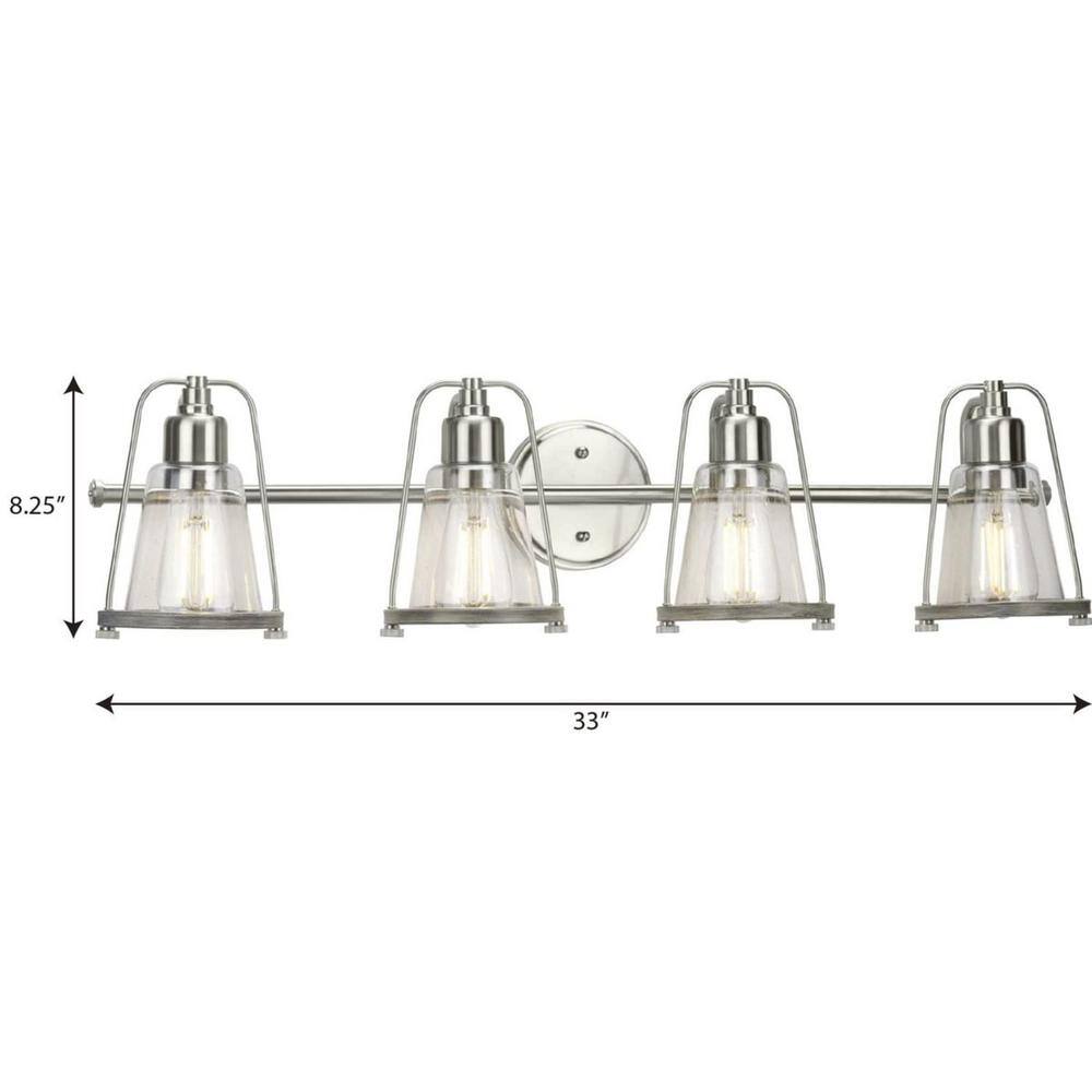 Conway 4-Light Brushed Nickel Farmhouse Bath Vanity Light