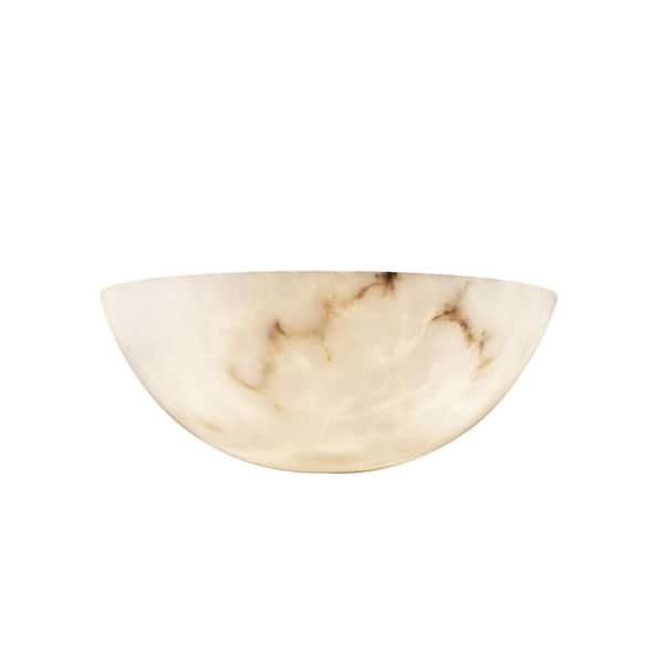 LumenAria 2-Light Small Off-White Wall Sconce with Faux Alabaster Shade