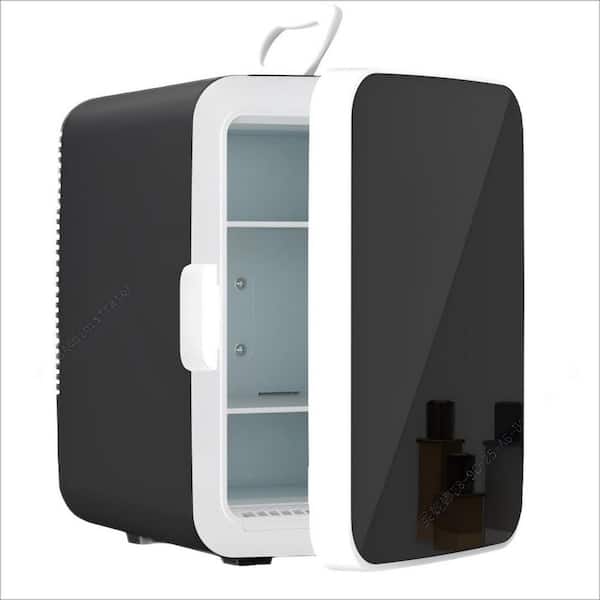 9.84 in. 0.35 cu. ft. Retro Mini Refrigerator for Bedroom, Portable Cooler for Cosmetics, Food and Drinks in Black