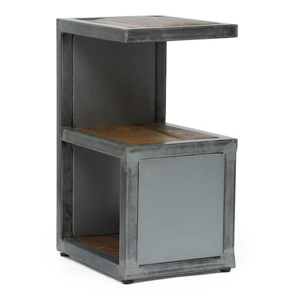 Noble House Emory 15.75 in. Natural and Gray Rectangle Wood End Table