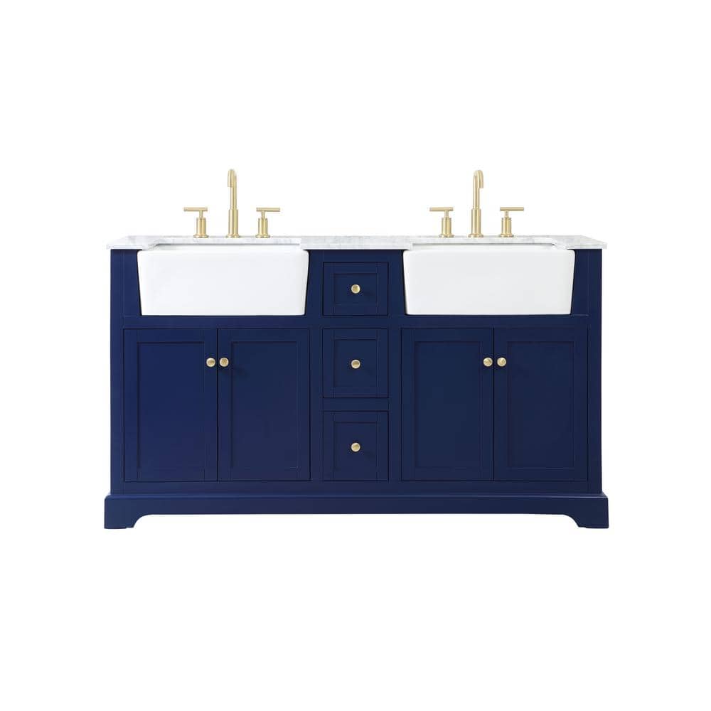 Simply Living 60 in. W x 22 in. D x 34.75 in. H Bath Vanity in Blue with Ca