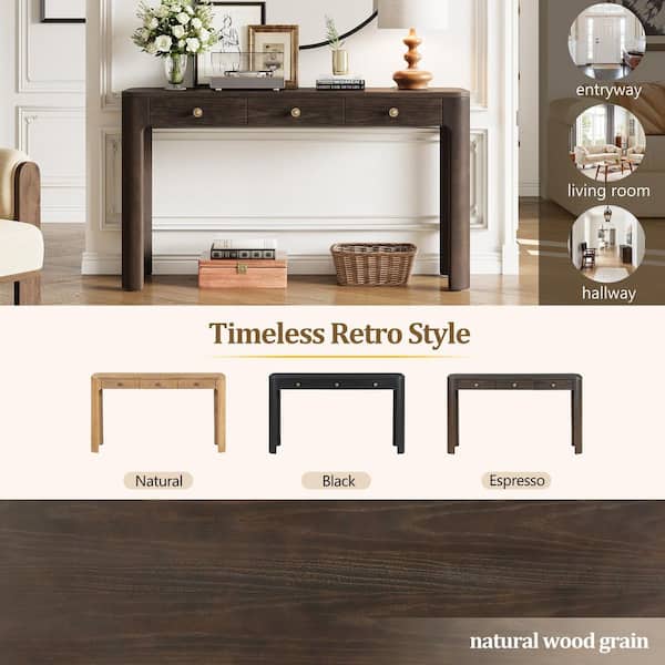 Harper & Bright Designs Rustic 52 in. Espresso Rectangle Wood