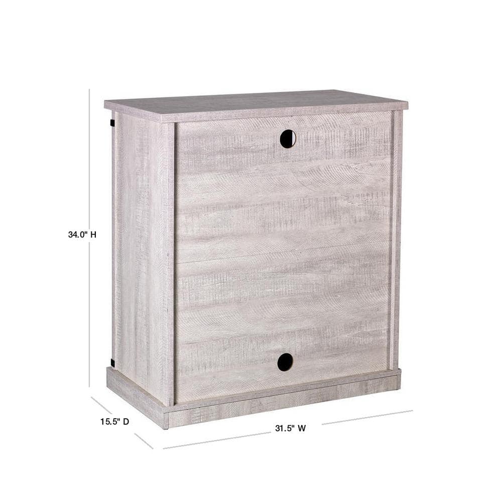 Saw Cut Off-White Compact TV Stand with Barn Door Cabinet