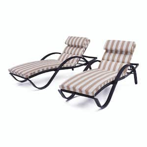 Deco Wicker Outdoor Chaise Lounge with Sunbrella Maxim Beige Cushions (2 Pack)