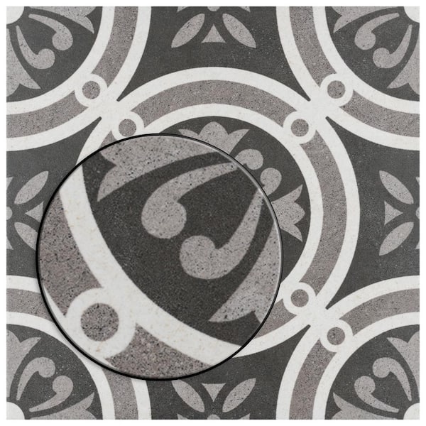 Classic Black and White Vintage Tile Design Doormat