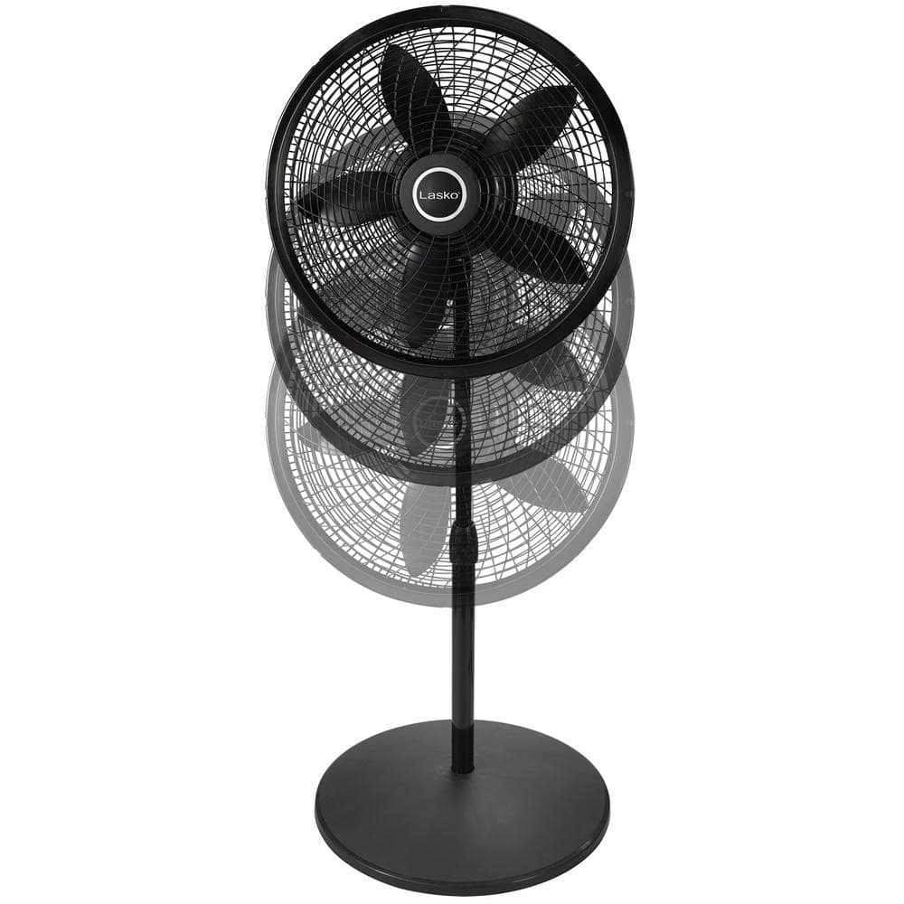 Black Adjustable Height Remote Controlled Oscillating Pedestal Fan