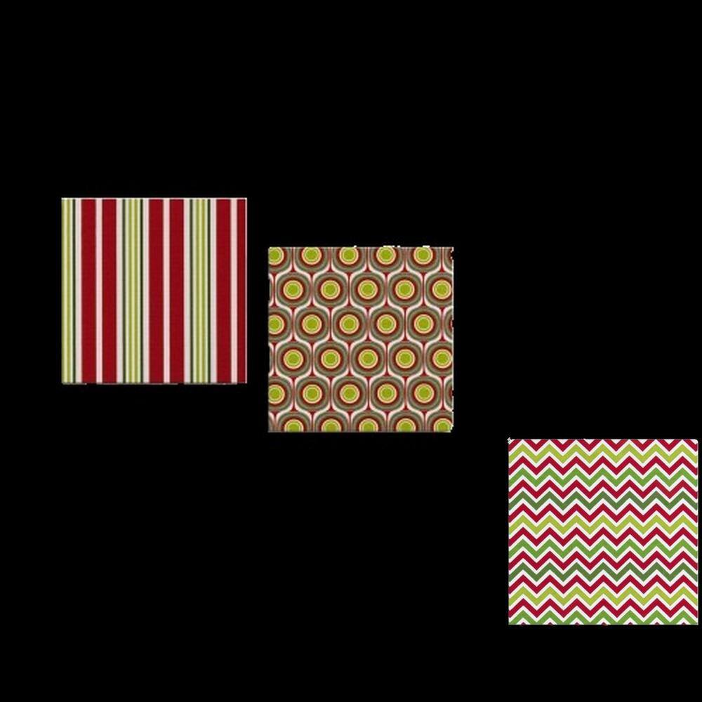 15 in. x 15 in. Polyester Multicolor Wall Art Set with Retro Chevron Patter