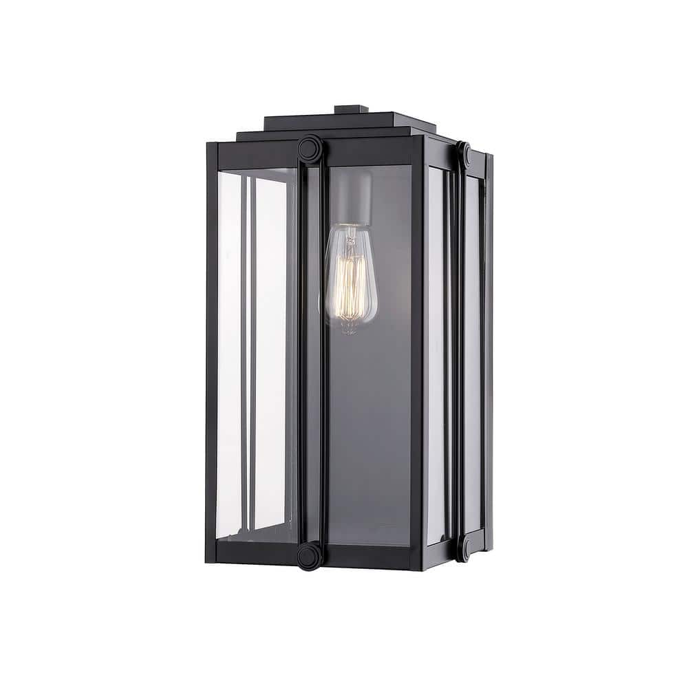 Millennium Lighting 17 in. 1-Light Powder Coat Black Outdoor Wall-Light  Sconce with Clear Glass 2632-PBK The Home Depot