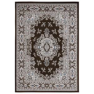 Premium Sakarya Ivory/Taupe 5 ft. x 7 ft. Medallion Area Rug