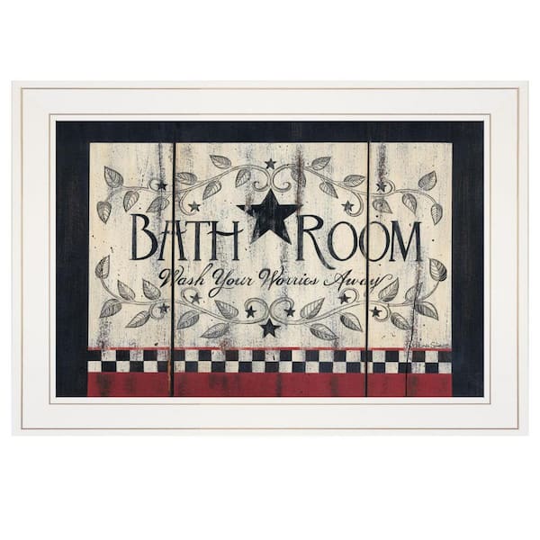HomeRoots Charlie Bathroom by Unknown 1-Piece Framed Wall Art 15 in. x 19 in.
