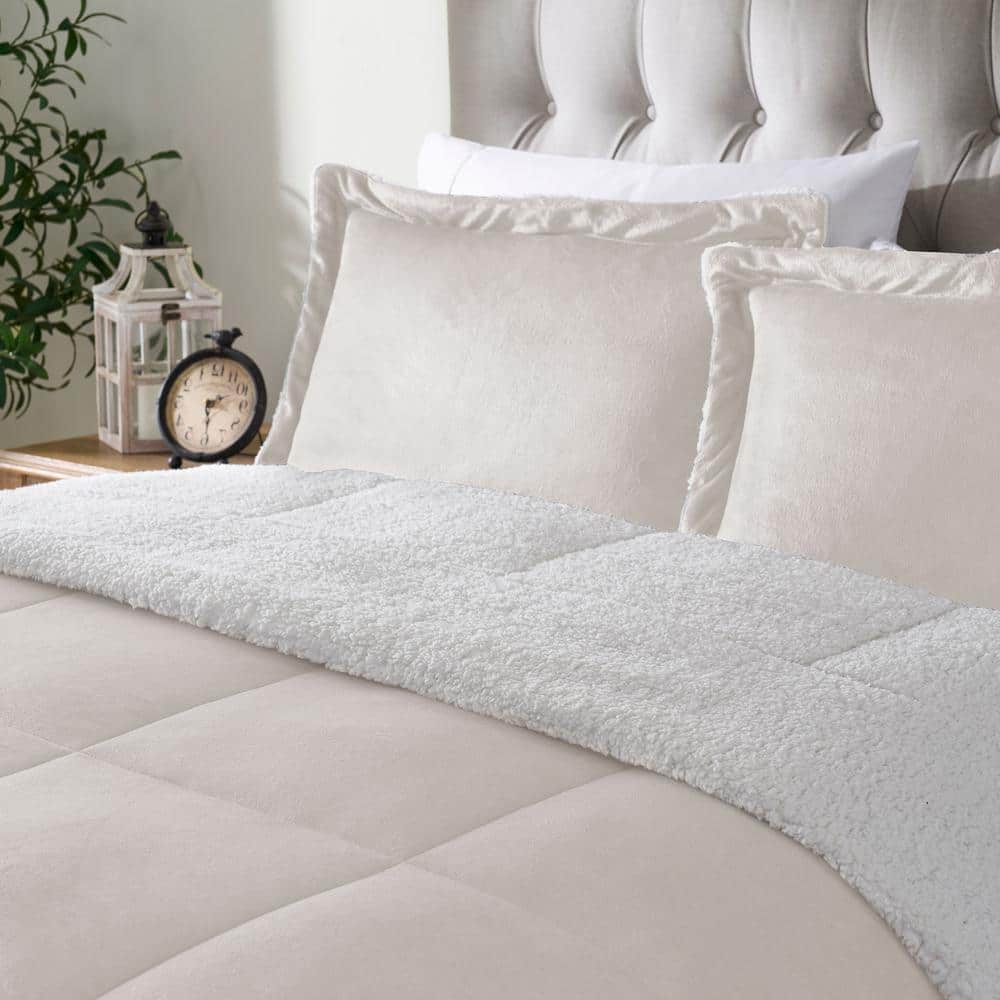 Ivory Twin Reversible Microfiber Down Alternative Comforter Set