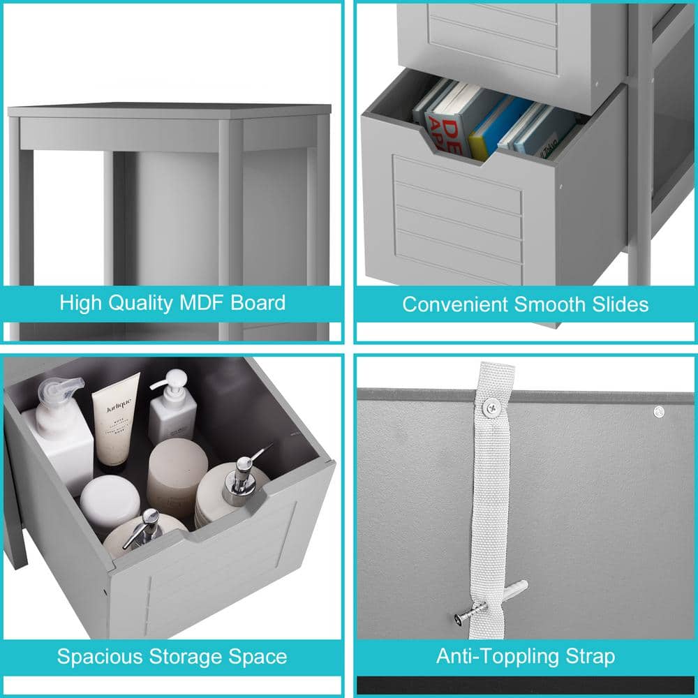 Modern Gray MDF Accent Cabinet with Safety Drawers