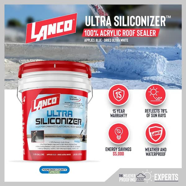 Ultra Siliconizer 5 Gal. 100% Acrylic Elastomeric White Reflective Roof Sealer