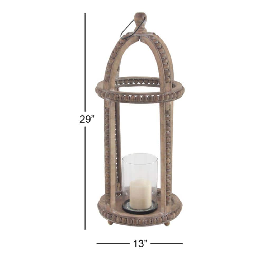 29" Brown Reclaimed Wood Hanging Candle Lantern