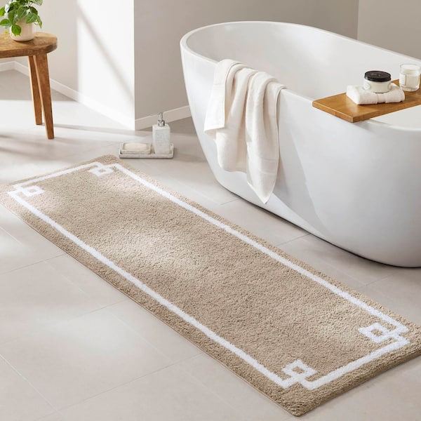 Madison Park Ethan 24 in. x 72 in. Taupe Tufted Cotton Runner Bath Rug