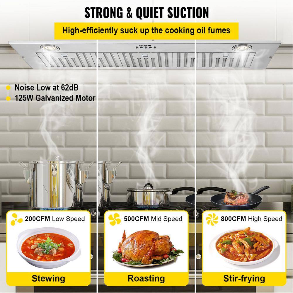 36-Inch Stainless Steel Convertible Insert Range Hood with Charcoal Filter