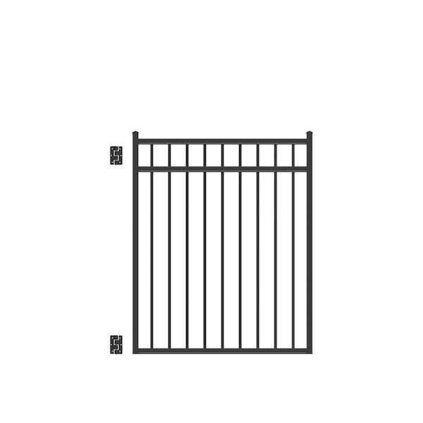 Barrette Outdoor Living Natural Reflections Heavy-Duty 4 ft. x 4-1/2 ft. Black Aluminum Straight Pre-Assembled Fence Gate