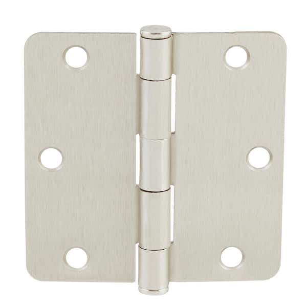 Everbilt 3-Pack 3-1/2 in. x 1/4 in. Radius Satin Nickel Squeak-Free Butt Door Hinge 28686