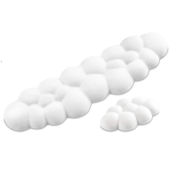 OBJLGEV Cloud Wrist Rest Keyboard Pad Set PU Leather Memory Foam Arm Rest Palm Support PC Gaming Office Desk Accessories White