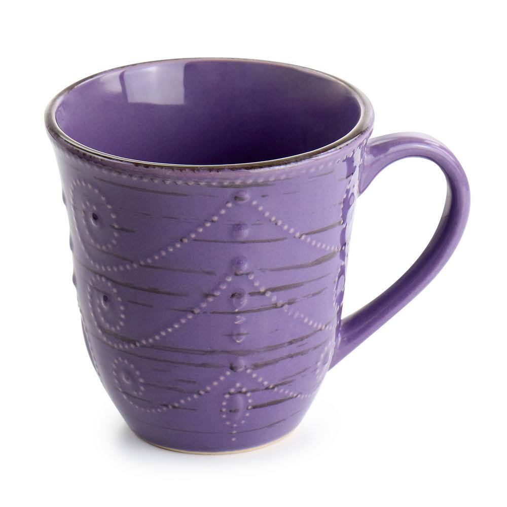 Purple Ceramic 16-Piece Rustic Birch Dinnerware Set