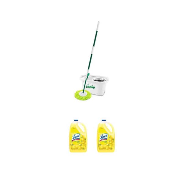 Microfiber Lightning Spin Mop and Bucket Floor Cleaning System with 144 oz Multi-Surface Cleaner, 2-Pack