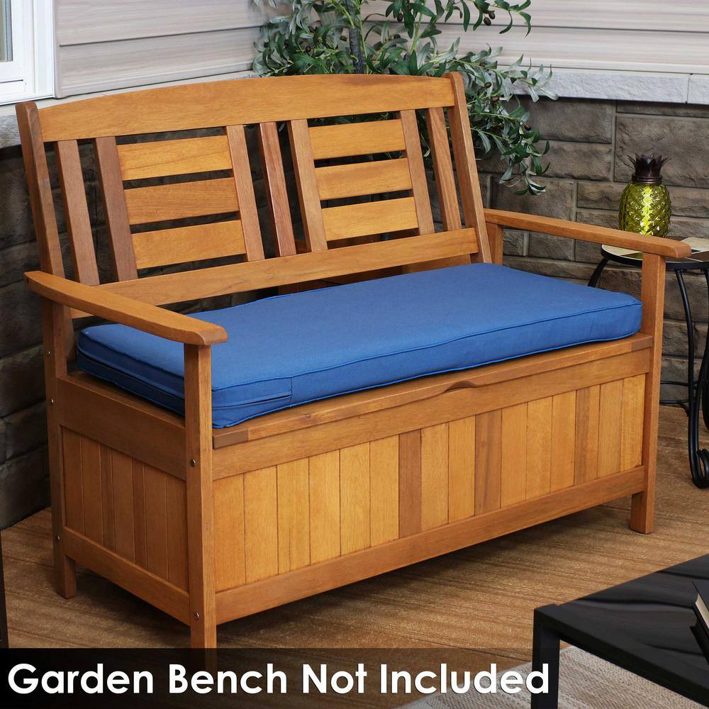 Plush Rectangle Outdoor Bench Cushion in Vibrant Blue Polypropylene