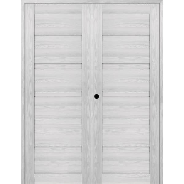 Belldinni Louver 64 in. x 95.25 in. Right Active Ribeira Ash Wood Composite Double Prehung Interior Door