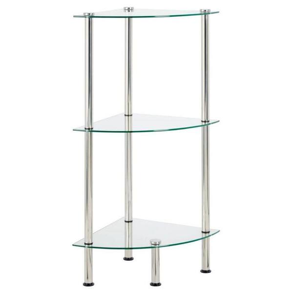 Dracelo 10.6 in. W x 6.7 in. D x 17.7 in. H 3-Tier Corner Chrome +